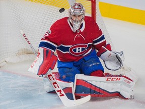 Montreal Canadiens goaltender Carey Price makes a save against the Buffalo Sabres on Nov. 25, 2017 (THE CANADIAN PRESS)