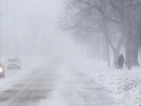Snow squalls can cause visibility to suddenly be reduced to near zero at times in heavy snow and blowing snow.
Postmedia File Photo