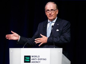 Richard McLaren speaks at the 2017 world anti-doping agency annual symposium in Lausanne, Switzerland. (AP photo)