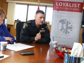 Jason Miller/The Intelligencer
Loyalist College president Ann Marie Vaughan and Chief Ron Gignac announce plans to increase the number of students who are offered placements with city police.