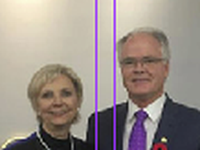 Chair of Edmonton Global,  Stuart Houston, poses with Fort Saskatchewan mayor and vice chair of Edmonton Global, Gale Katchur.