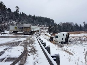 OPP respond to the scene of a fatal collision Friday on Highway 11 North. One person died and two were transported to hospital.
OPP Photo