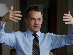 Veteran Affairs Minister Seamus O'Regan gestures during an interview in his office on Parliament Hill in Ottawa on Wednesday, December 6, 2017. New figures show the number of veterans waiting to find out whether they qualify for disability benefits has skyrocketed over the past eight months, leaving thousands of former military members in limbo.Fred Chartrand / The Canadian Press
