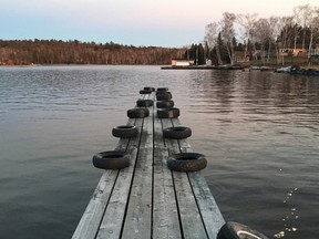The water at the end of this dock, which is at Tony's Marina, is about 37 inches deep. There are several other docks in place at the marina, which is on the shore of Lake Wanapitei. (Mary Katherine Keown/Sudbury Star)