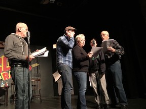 (L-R): Floyd Herman, Matt Hussey, Debbie Cosford, Erin Marshall and Tony McQuail at rehearsals. (Contributed photo)