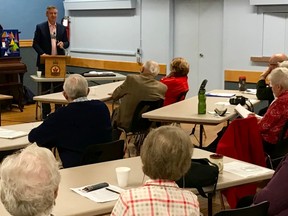 Former Liberal candidate Allan Thompson visited Goderich last week. He spoke to the Probus Club in Goderich on addressing concerns of rural communities and the needs it deserves from its political leadership. (Contributed photo)