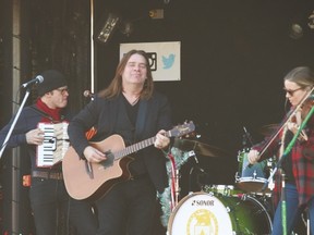 Alan Doyle and The Beautiful Band performed aboard the Canadian Pacific Holiday Train on Sunday afternoon, when the train stopped in Vulcan.