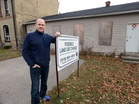 Builder Doug Lansink wants another chance to get his plan to develop this site on Dufferin Avenue by council. Heritage and neighbourhood groups want him to restore the historic building. (MORRIS LAMONT, The London Free Press)