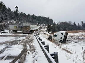 Timiskaming-Cochrane MPP John Vanthof is urging the province to improve highway maintenance in the wake of Friday's fatal crash involving two transports near Temagami. Police have not indicated if road conditions contributed to the crash, which closed Highway 11 between North Bay and New Liskeard for 15 hours. OPP photo