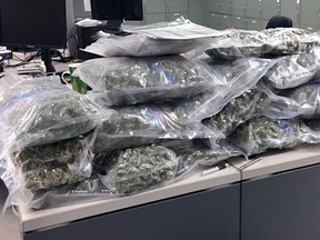 More then three kilograms of marijuana seized by the Ontario Provincial Police from a South Frontenac woman during a RIDE program at the Highway 401 west off-ramp in Prescott, Ont. on Dec. 1 at 10:30 p.m.  Supplied Photo
