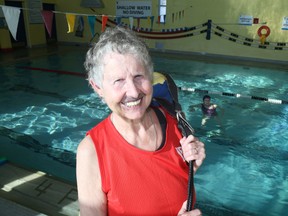 Jason Miller/The Intelligencer
Bev Boyce, 82, pictured here monitoring the YMCA pool, is among the oldest lifeguards in Canada.