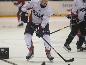 Logan Stanley in action as top NHL players and prospects unite for the start of the 2017 BioSteel Pro Hockey #Camp in Toronto on Monday August 21, 2017. (Stan Behal/Toronto Sun)