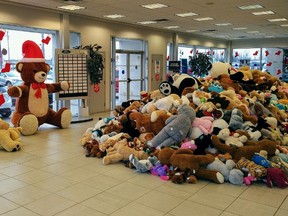 Over 4,000 stuffed toys were thrown on the ice at the Progressive Auto Sales Arena on Dec. 3 for Lambton Ford's 20th annual Teddy Bear Toss.
Handout/Sarnia This Week