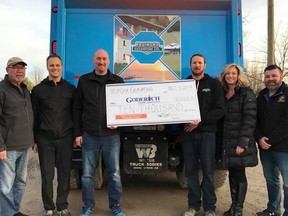 Revitalization Committee members accept a cheque from Paul and John Bruinsma. (L-R): Councillor Myles Murdock, Jamie Stanley, Paul Bruinsma, John Bruinsma, Leah Noel, and Councillor Trevor Bazinet. (Contributed photo)