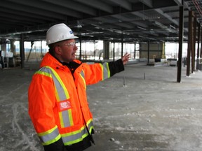 Brent Thomas, Lambton College's director of facilities management, talks about the vision in the 60,000-square-foot Nova Chemicals Health and Research Centre currently under construction. College officials provided a tour of the grounds Friday. (Tyler Kula/Sarnia Observer)