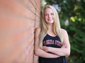 College Notre Dame student Nina Kucheran at her home in Sudbury, Ont. on Monday October 2, 2017. The swimmer has signed to swim for Florida State University for the 2018-19 season.Gino Donato/Sudbury Star/Postmedia Network