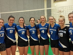 GDCI senior volleyball team. (L-R): Hannah Lindahl, Hayley Johnston, Miranda Millian, Rylee Smith, Kylie Krol, Jessica Millian, Natalie Hill and Josephine Noel. (Contributed photo)