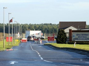 This is a Jan. 8, 2015 file photo of U.S.Air Force Base, RAF Mildenhall in Suffolk Eastern England. British police said Monday dec. 18, 2017 that they are responding to a "significant" incident at a Royal Air Force base used by the U.S. Air Force. (Chris Radburn/PA File,  via AP)
