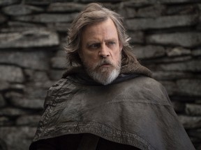 This image released by Lucasfilm shows Mark Hamill as Luke Skywalker in "Star Wars: The Last Jedi." (John Wilson/Lucasfilm via AP)