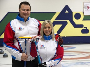 Wayne and Kim Tuck are hoping to make the mixed doubles curling Olympic team. They were photographed in Ilderton, Ont. on Friday December 22, 2017. (DEREK RUTTAN, The London Free Press)