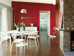 From plumy greys, to bold fuchsias and rich reds, 2018 will see the revival of daring colour choices. Seen here: Benjamin Moore?s Colour of the Year, Calienta, a vibrant shade of red.