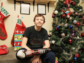 Thirteen-year-old Brandon Pittock at his home in Sudbury on Dec. 21. (Gino Donato/Sudbury Star)