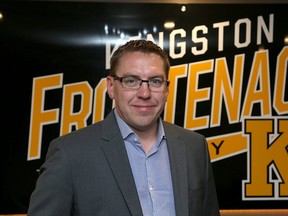 The Kingston Frontenacs introduced their new head coach, Jay Varady, on July 13 at the Rogers-K-Rock Centre in Kingston. Varady last coached in the United States Hockey League with the Sioux City Musketeers and was an assistant and associate head coach for the Western Hockey League’s Everitt Silvertips. He also coached in France. Ian MacAlpine /The Whig-Standard