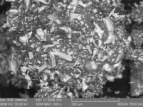 Scanning electron micrograph of reduced chromite ore using Natural Gas. (KWG Photo)