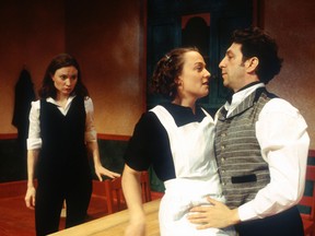 Patricia Fagan, Jane Spidell and Tony Nardi appear in a Soulpeper Theatre production of Miss Julie. (Postmedia File Photo)