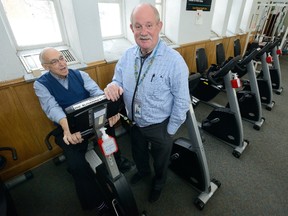 Dr. Larry Patrick, right, talks with patient Bill Brady at the Cardiac Fitness Institute at the London Health Sciences Centre on Wednesday January 3, 2018. (MORRIS LAMONT, The London Free Press)