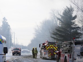 Emergency services respond to a barn fire at the Sandy Pines Wildlife Centre on Friday, Jan. 5, 2018. The fire was initially called in at about 11 a.m. and finally extinguished at about 4 p.m. Meghan Balogh/Napanee Guide