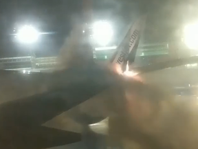 Two planes collided  at Pearson Airport. There was fire, but nobody was hurt.