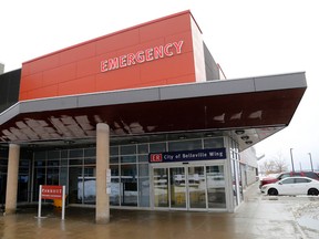 Luke Hendry/The Intelligencer
The Belleville General Hospital emergency department, seen Monday, is one of four operated by Quinte Health Care. Together the departments saw an increase of nearly 10 per cent in patients between 2015 and 2017.