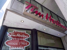 A Tim Hortons coffee shop is shown in Toronto on Wednesday, June 29, 2016. THE CANADIAN PRESS/Eduardo Lima ORG XMIT: CPT127