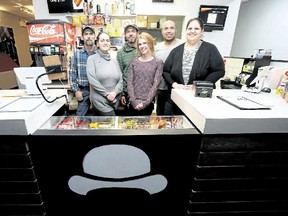 Meghan Balogh/Postmedia Network
The Bouler House Cinema is open for business. From left are Tony and Diane Almeida, Trevor and Sarah Martin, and Morgan Rayer and Mishelle Freitas-Rayer.