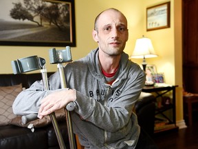 Chris Garner, 38, of Niagara Falls says the pain in his left leg is so bad he wants it amputated to give him his life back.  on Wednesday December 20, 2017 in St. Catharines, Ont. Cheryl Clock/St. Catharines Standard/Postmedia Network