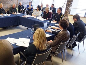 Luke Hendry/The Intelligencer
Members of the Hastings-Quinte emergency services committee meet at the North Hastings Health Centre Wednesday in Bancroft. The committee heard new technology proposed for use by paramedics won't leave health decisions to computers.