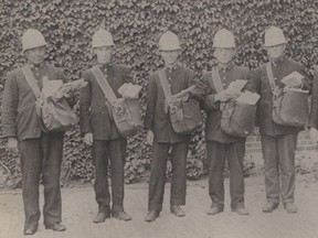 Chatham’s first letter carriers, Fourth Street, west side, behind the Post Office, circa 1909.