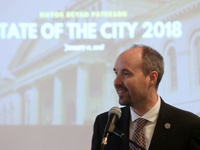 Kingston Mayor Bryan Paterson presents his annual state of the city address to the Rotary Club of Kingston in Kingston, Ont. on Thursday, Jan. 11, 2018. 
Elliot Ferguson/The Whig-Standard/Postmedia Network