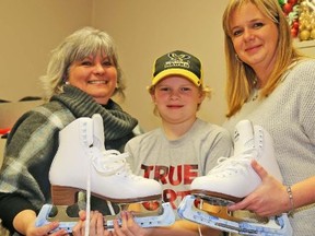 TIM MEEKS/THE INTELLIGENCER
Volunteer and Information Quinte executive director Brenda Snider, Elijah Davis and VIQ's Tracy Legault-Davis are excited to promote the inaugrual VIQ Community Skate-A-Thon set for Saturday, April 21 at Trenton Community Gardens.