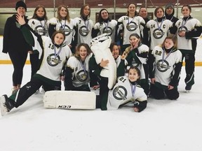 Photo via Spruce Grove Ringette Association
The Spruce Grove U14 Fusion took home a silver medal at the Friends on Ice Ringette Tournament in Red Deer over the past weekend. Fellow Spruce Grove team, the Spruce Grove U14 Storm, brought home a gold, as well.