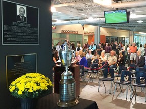 Spectators file into the Dr. R.L. Vaughan Atrium just prior to last year's Class of 2017 induction ceremonies at the Belleville Sports Hall of Fame at the Sports Centre. (BSHOF photo)