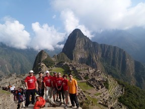Sarnia's Al Grimwood (third from the left in red shirt) and his group successfully completed the trek along the Inka Trail, reaching Machu Picchu.
Al Grimwood Photo