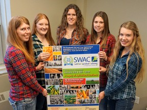 Shown are recipients of the Westag Student Life Recognitions Morgan McNulty, left, Renfrew, Samantha Reid, Stirling, Melissa Sinnige, Woodstock, Sara Meidlinger, Morpeth, and Natasha Lugtigheid, Chatham.