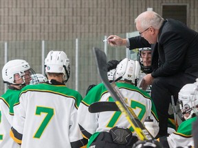 Amherstview Jets general manager and coach Denis Duchesne, seen giving instructions to his players in a Provincial Junior Hockey League game earlier this season, is happy with the roster adjustments the Jets made last week. (Tim Gordanier/The Whig-Standard/Postmedia Network)