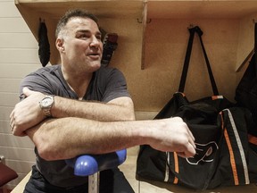 Eric Lindros sits down with Michael Traikos for interview before his sweater being retired in Philadelphia. Monday January 15, 2018. (Postmedia/Toronto Sun Craig Robertson)