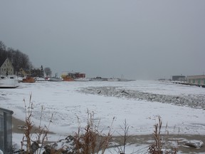 Ice jams in Port Stanley Friday was the result of last week's thaw and quick freeze. (Laura Broadley/Times-Journal)