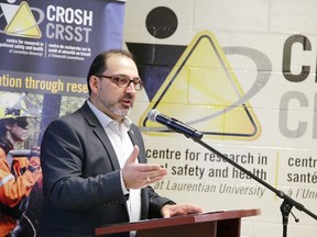 Laurentian University's Centre for Research in Occupational Safety and Health will receive more than $300,000 in new research funding from the Ontario government. Sudbury MPP Glenn Thibeault, who is also Ontario's minister of Energy, made the announcement at the CROSH lab Tuesday.