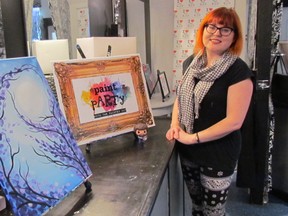 Cat Cabajar, of The Painted Cat, is holding an fundraising paint party to aid The Hub Jan. 25. The youth services project in Sarnia recently issued a call for community support to keep its doors open. (Paul Morden/Sarnia Observer/Postmedia Network)