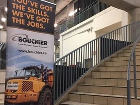 A sign advertising jobs with Bouchier Group outside a job fair at MacDonald Island Park in this September 2017 image. Supplied Image/Facebook/Bouchier Group